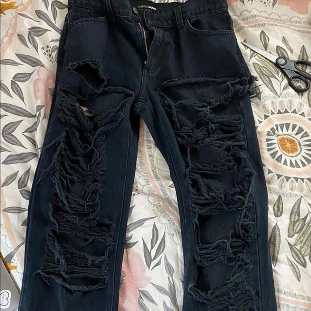 Distressed mom jeans